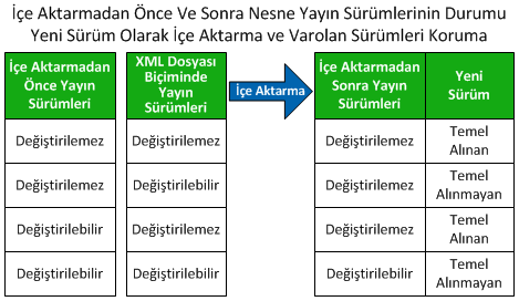 Dış[ v_ İç_ Akt[rm[ Vaka 2: İçe aktarılan sürümler, içe aktarma ortamındaki varolan nesnelerin yeni sürümleridir.