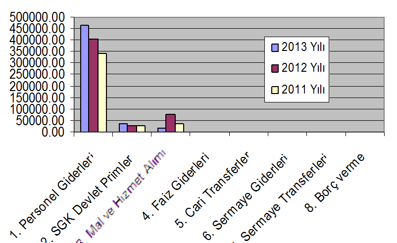 YAZI İŞLERİ MÜDÜRLÜĞÜ BİRİM BÜTÇE PERFORMANSI GİDERLER (Ekonomik Kodlama I.Düzey) 2013 Yılı Yıl Sonu Harcama (C3) 1. Personel Giderleri 463912.37 2. SGK Devlet Primler 37678.69 3.