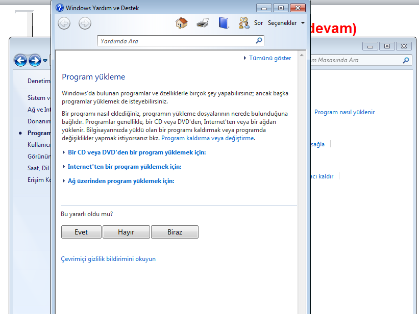 Devam; PROGRAM