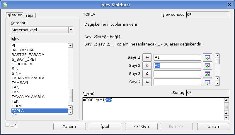 Resim 4.15: Değişken ekleme ekranı İşlemlerinizi bitirmek için Tamam düğmesini tıklayıp sonucu görebilirsiniz. Resim 4.16: OpenOffice.