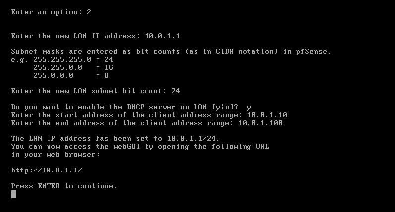 Bu ekranda yerel ağımız için pfsense tarafından atanmış olan 192.168.1.1 IP adresini istediğimiz başka bir IP numarasıyla değiştiriyoruz.