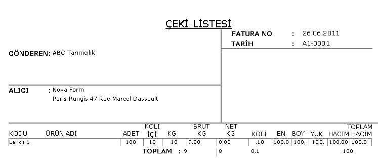 Ceki Listesi Çeki Listesi