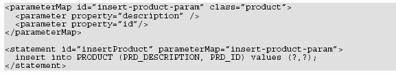 3.3. ParameterMap ve satıriçi parametreler Bir çok SQL ifadesi kullanışlıdır, çünkü gerçek zamanlı olarak bu ifadelere parametre geçilebilir. Örneğin biri 42 No lu kaydı veritabanından çekmek istiyor.