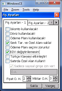 Fiş Ayarları 2 Kayıttan Sonra Yazdır : Fiş kaydından sonra hemen yazdırabilmek amacıyla işaretlenir. Kayıttan Sonra Tahsilat Aç : Fiş kaydından sonra tahsilat fişi ekrana açılmak amacıyla işaretlenir.