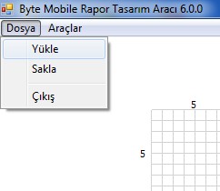 YÜKLE Yükle seçeneği ile dışarıdan, kayıtlı olan bir xml dizayn yüklenir.