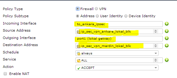 1.2) Faz 2 yapılandırılması Menü >VPN > IPSEC > AUTO Key >Create Phase 2 Name : isim verdim Phase 1 : bizm faz2 yaptığım için faz 1 isteyecektir faz 1 De şifrelem yapar faz 2 De komşuluk kurup daha