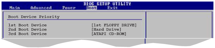 2.6 Boot menu Boot menüsü sistem açılış maddelerini değiştirmenize izin verir. Alt menüyü görüntülemek için maddeyi seçiniz ardından <Enter> a basınız. 2.6.1 Boot Device Priority 1st ~ xxth Boot Device [1st Floppy Drive] Bu seçenekler mevcut aygıtlar için açılış aygıtı öncelik sırasını belirtir.