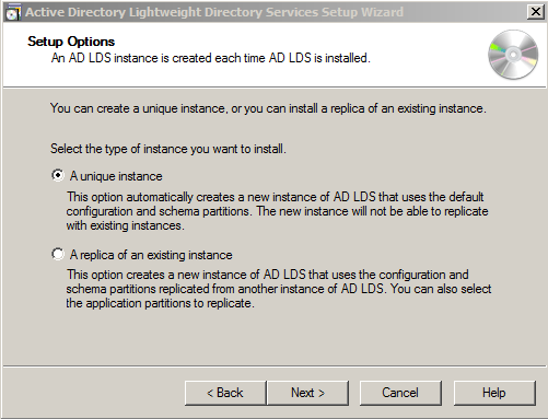 Resim 1.37: Setup Options Setup Options penceresi üzerinde, Active Directory Lightweight Directory Services ile ilgili instance ın kurulum işlemlerini gerçekleştirecektir. Resim 1.