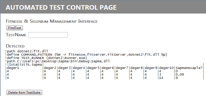 Investigation of Test Automation Data Using Statistical Sigma 32, 10-22, 2014 Figure 4. Test addition page Figure 5.