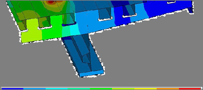 First, deformation vectors of whole structure are given in Figure 4, Figure 5 and Figure 6 to identify which rib web slope results in the best load dispersing of wheel loads on deck plate.