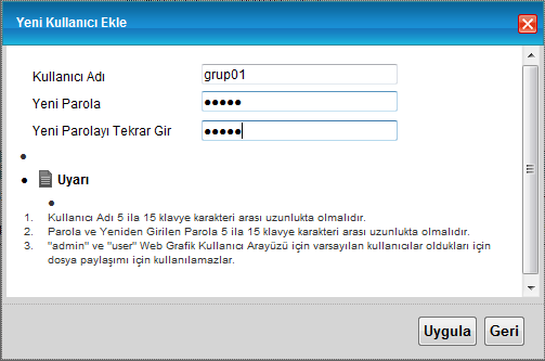 Kullanıcı grupları oluşturulduktan sonra, paylaşımda olunan disklere erişim, disk listesindeki değiştir bölümden kontrol edilebilir.
