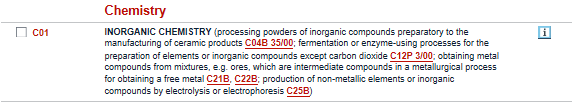 Her iki sınıflandırma sisteminde de Kimya, Bölüm C de yer almıştır. http://worldwide.espacenet.com/classificatio n?