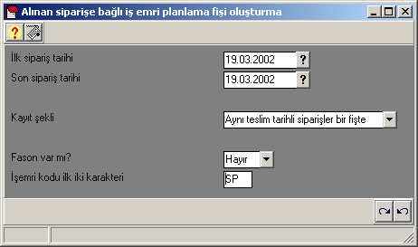 evrakında iken iş emri planlama fişini oluşturacağınız ürünler üzerinde ALT+D tuşlarına basın, karşınıza evrak detayı başlıklı bir ekran gelecektir.