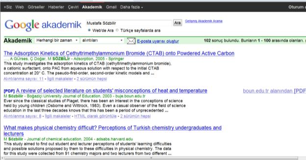 Google Gelişmiş Arama Arayüzü Google Scholar/Akademik Google http://scholar.google.com.