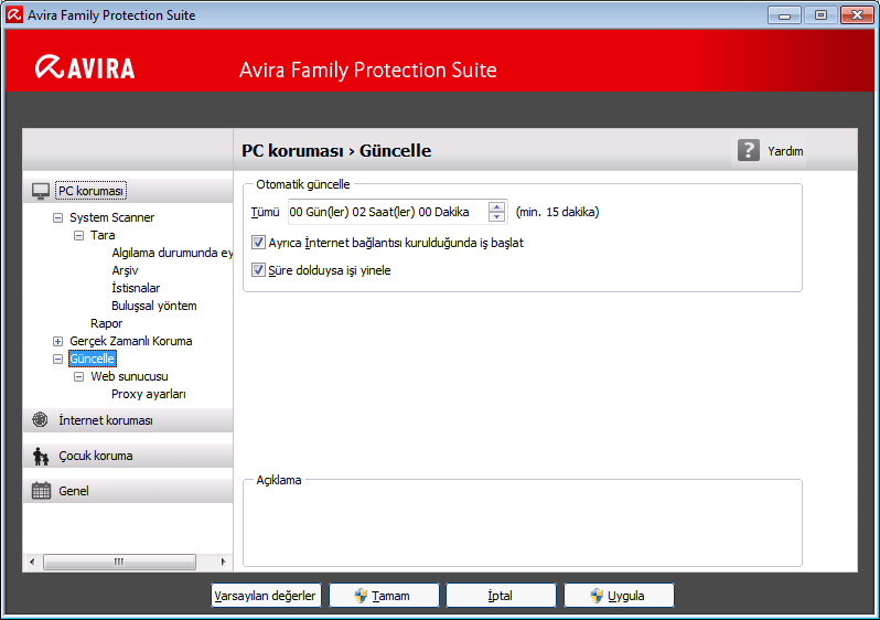 Avira Family Protection Suite ürününe genel bakış Oyun Modunu etkinleştirmek için KAPALI düğmesinin sol yanındaki düğmeyi tıklatın. Oyun Modu etkindir ve sarı renkte gösterilir.