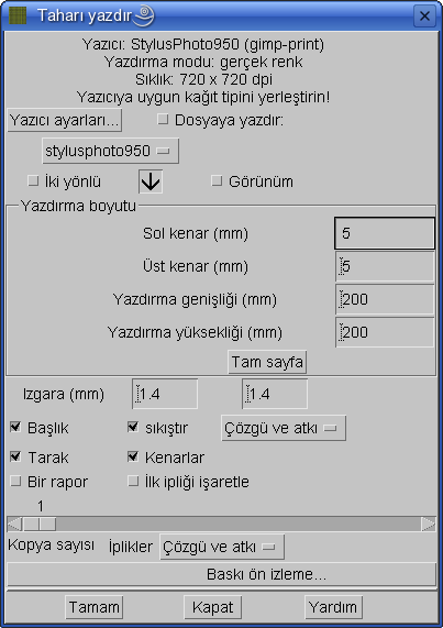 silindi ise (Jakar dönüşümü penceresinde Görüntüler > Sebest imaj' ı kullanarak) o zaman birinci tip yüzme düzeltmesi kullanılacaktır.