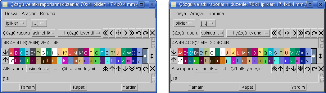 6.7 Atkı ipliklerini ayırmak veya birleştirmek Eğer düzensiz atkılarınız varsa ve şerit (çizgi) oluşumunu önlemek için atkı beslemeyi sırasıyla faklı bobinlerden yapmak istiyorsanız bu fonksiyon size