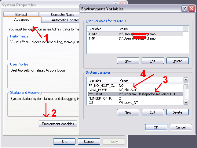 Daha sonra Şekil 2 deki adımlar takip edilmelidir. Şekil 2 JAVA_HOME değişkeni Java SDK nın kurulduğu yeri, M2_HOME değişkeni Maven projesinin kurulu olduğu yeri göstermektedir.