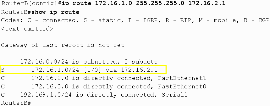 Burada 172.16.0.0 networkune Parent route ve o networkun subnetworku olan 172.16.2.0-172.16.3.0 networklerine Child Route denir.