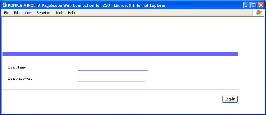 9 PageScope Web Connection Kullanılarak ayarların yapılması Kullanıcı doğrulama ayarları uygulandığında Kullanıcı doğrulama veya harici sunucu doğrulama ayarları uygulandığında, aşağıdaki sayfa