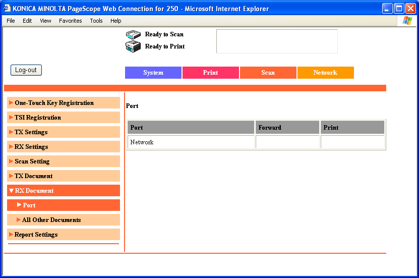 PageScope Web Connection Kullanılarak ayarların yapılması 9 Her bir hat üzerinden alınan dokümanların işlenmesi için ayarların yapılması 1 Yönetici modunda, Tarama sekmesine tıklayınız.