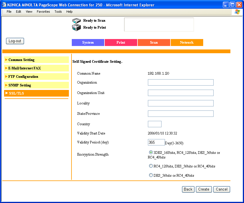 PageScope Web Connection Kullanılarak ayarların yapılması 9 4 Her bir parametre için bir ayar