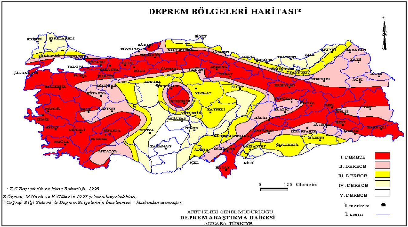 Faaliyet alanı ve yakın çevresi 18.04.1996 tarih ve 96/8109 sayılı kararı ile belirlenen Türkiye Deprem Bölgeleri Haritası nda 1.