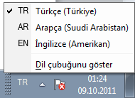 klavye içindir. Sistemin temel dilini değiştirmez. Arapça veya seçili dilde yazı yazmayı sağlar.