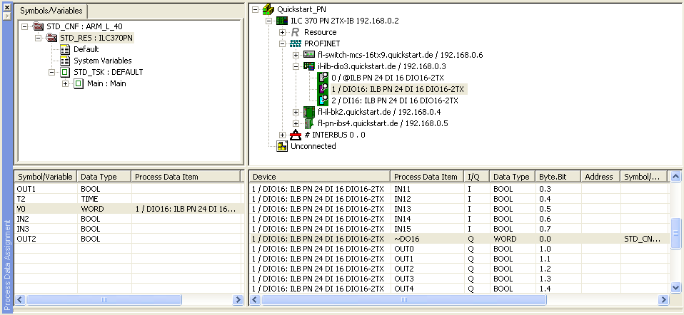 PROFINET IO ve INTERBUS dan Oluşan Bir Sistem için Örnek Proje 6.16 Değişkenlere Adres Atanması Sayfa 4 19 da Program Değişkenlerinin Oluşturulması ve Adres Atanması bölümüne bakabilirsiniz.