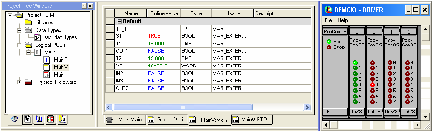 PCWorX "IPC" Đşlemcili Kontrol Sistemlerinin Simulasyonu için Örnek Proje Şekil 7-11 Çalışma aktif edilmiş 15 saniye sonra çıkış FALSE olur, IB IL 24 DO 8 nin çıkışı OUT0 kapatılır, ve takip eden