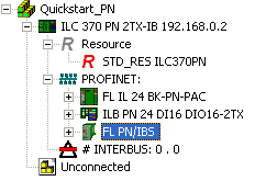 PC WorX Hakkında Yardımcı Bilgiler Farklı cihaz gösterim örneği: Ürün atama DNS/PROFINET cihaz ismi, ayırıcı ve IP adres Şekil 3 12 Farklı cihaz gösterim örneği Oluşturulan gösterim şekli sadece