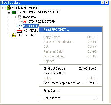 Proje Oluşturma Sırası 4.18 PROFINET IO Cihazlarının Okunması ve Projeye Atanması PROFINET IO cihazlarını projenize elle yerleştirdiyseniz bu bölümü geçiniz. 4.18.1 PROFINET IO Cihazlarının Okunması Bus konfigürasyon oluşturma alanında olduğunuzdan emin olunuz.