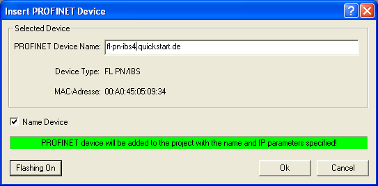 Proje Oluşturma Sırası 4.18.2 PROFINET IO Cihazlarının Projeye Atanması Đnsert tuşuna basarak seçilen PROFINET IO cihazlarını projenize ekleyiniz. 4.18.3 Cihaz Đsmi Olmayan PROFINET IO Cihazlarının Đsimlendirilmesi Eğer cihaz için henüz PROFINET cihaz ismi yoksa isim bu noktada atanmalıdır.
