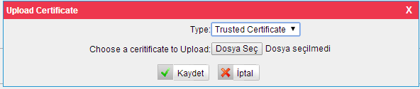 6.7.10 Sertifikalar Xpeech TLS aboneyi destekler. IP telefona TLS aboneyi kaydetmeden önce sertifikayı yüklemelisiniz.