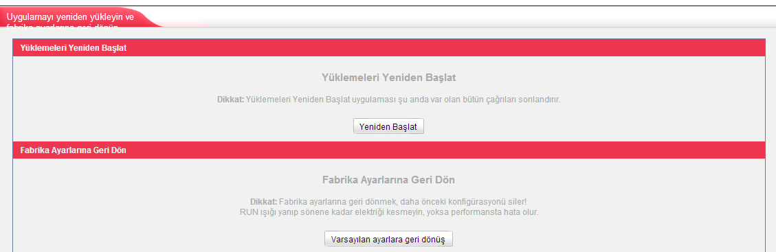 Resim 5-16 5.3.4 Yedekleme ve Geri Yükleme Fabrika ayarlarına geri dönmeden önce sistem yapılandırılmasının yedeği alınabilir. Ve daha sonra bu paket kullanılarak geri yükleme yapılabilir. Not: 1.