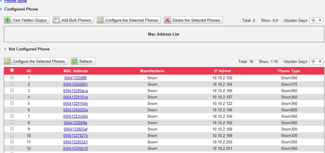 4) Hat tuşları ayarları IP telefon için hat tuşu ayarlarını yapılandırabilirsiniz. L100&L20