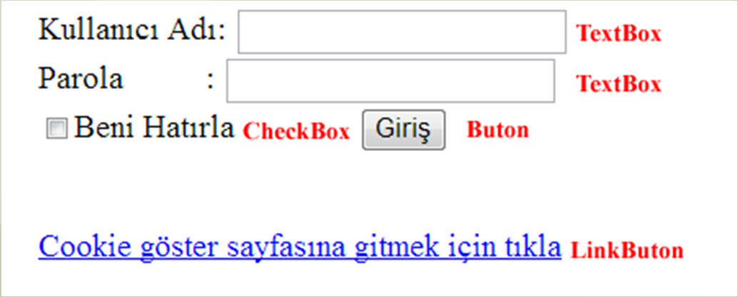 Cookie lerin Oluşturulması Link butonun Click olayına aşağıdaki kodları yazalım: Not: