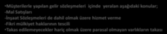 IFRS 15 İN KAPSAMI IFRS 15 İN KAPSAMI NDA DEĞİL IAS 17 Kiralama İşlemleri kapsamında yer alan kiralama sözleşmeleri, IFRS 4 Sigorta Sözleşmeleri kapsamında yer alan sigorta sözleşmeleri, Finansal