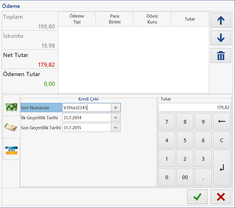 Nebim V3 Pos üzerinde iade işlemlerinde Kredi Çeki numarasını sistem veriyordu.