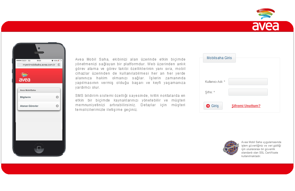 3. AVEA YENİ MOBİLSAHA: Mobilsaha arayüzüne https://yenimobilsaha.avea.com.