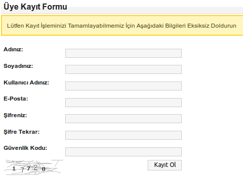 KAYIT OL Not: Üye olabilmek için öncelikle sistem yöneticisinin Üyelik Ayarları menüsündeki Üyelik Açık mı? seçeneğini EVET olarak ayarlamış olması gerekmektedir.