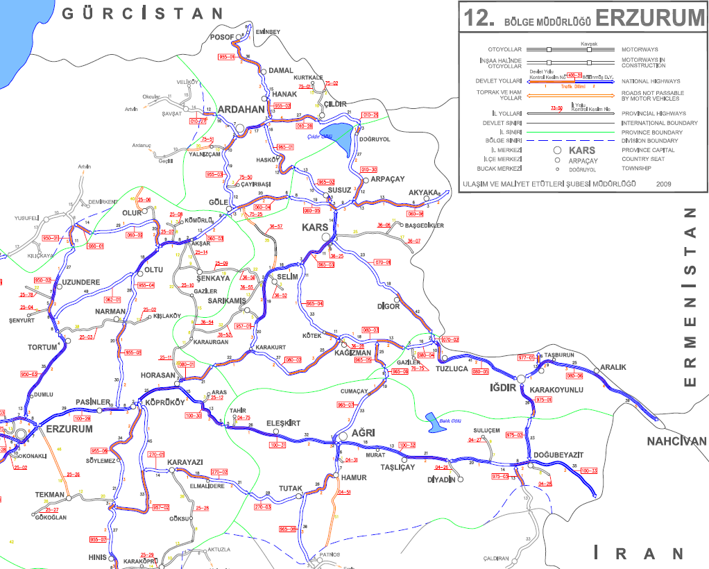 Gürbulak sınır kapısına ilaveten Türkgözü ve Dilucu sınır kapıları da uluslararası yollara dâhil edilmiştir. 82 Bölgenin yurt içi bağlantıları ise harita 2.4 te gösterilmektedir. Harita 2.