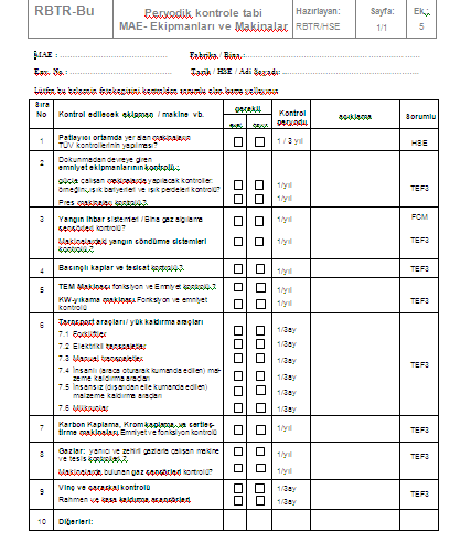 HSE Makine Kabulü Risk