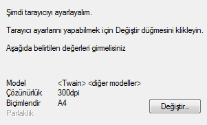 Readiris TM 14 - Kullanım Kılavuzu Adım 2: Tarayıcınızı seçin (Not : önceki adımda görüntü dosyaları seçtiyseniz Adım 3'e geçin) Tarayıcınızın kurulumunu zaten yaptıysanız tarayıcı modeliniz burada