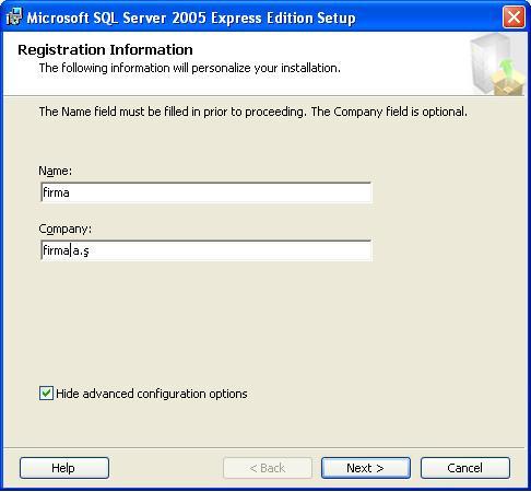 Kurulum için isim ve firma bilgilerinizi