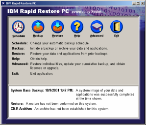 Rapid Restore PC Kullanıcının diskini yedekler Disk
