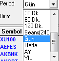 2.1 Genel Görünüm: Üst banttaki menüler sonraki maddelerde anlatılmıştır. Onun altında bulunan kısımdaki tanımlama araçlarının kullanımı şöyledir: 2.1.1 Periyod: Periyod ön tanımlı olarak günlüktür.