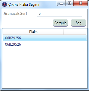 PLAKA SEÇİM EKRANI Aracın kime satılacağı ve varsa vekiller eklendikten sonra plaka seçim iģlemine geçilir. Plaka; seri ve çıkma olmak üzere iki farklı Ģekilde seçilebilir.
