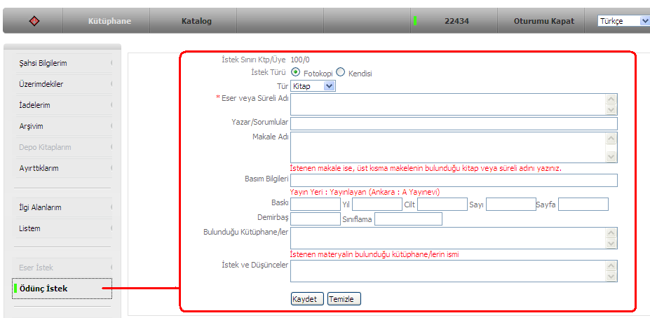 Ayırtma için aşağıdaki örneği incelersek; Aradığımız kitap Mühendisler için sayısal yöntemler : yazılım ve programlamayla adlı kitap olsun Bu kitap katalog taramadan taratıldığında başka bir