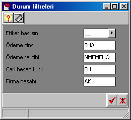 Etiket Basılsın: Raporunuzda yer alacak satıcıları (veya müşterileri) tanıtım kartının detay bilgiler penceresinden girilen etiket basılsın parametresine göre sınırlayabilirsiniz.